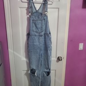 Distressed/rip Jeans overalls